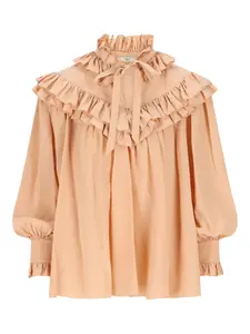 Блузка с оборками CHLOÉ, коричневый