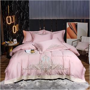 KYTGFH Комплект постельного белья 1000 tc cotton с вышивкой розовый Pink