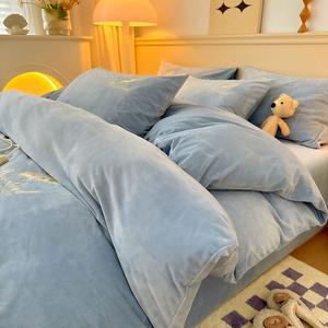 Antarctic Комплект постельного белья из 6 предметов (пододеяльник, простыня, 2 наволочки, одеяло 3 кг, подушка), двусторонний велюр, цвет Feather - Light Blue