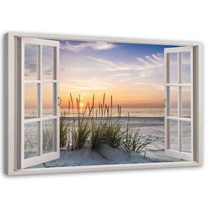 Картина Feeby Fensterblick Meer Strand Landschaft, 60x40x2 см, красочный