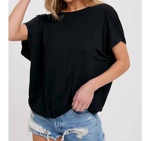 Черный топ с крученой спинкой и Т-образными бретелями BluIvy