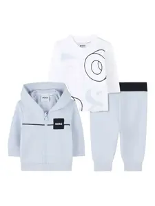 Спортивный костюм на молнии с капюшоном BOSS Kidswear, белый