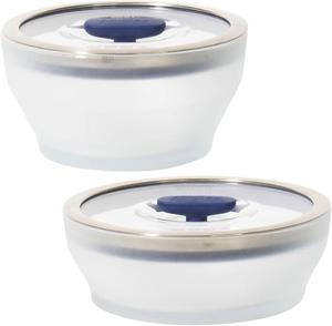 Набор посуды для микроволновой печи Anyday со стеклянными крышками из 4 предметов, черничный