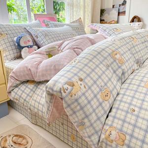 Yalu Комплект постельного белья из 4 предметов (простыня 150х200 см, пододеяльник 180х220 см), 100% гребенной хлопок, цвет Childhood Anecdotes