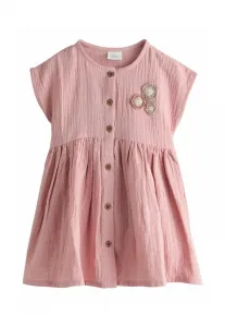 Платье повседневное с короткими рукавами, прямого кроя, с текстурированной поверхностью. Next, Blush Pink