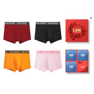 Трусы мужские 4 штуки подарочный набор Lee, Box 4 Pack (красный+черный+оранжевый+Pink)