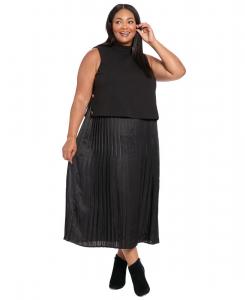 Платье-миди А-силуэт без рукавов больших размеров London Times, Black