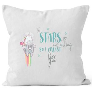 Чехол на подушку космонавт единорог Единорог, звезды зовут, и я должен идти 40х40, хлопок MoonWorks, белый, униразмер