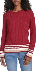 Женский хлопковый свитер Tommy Hilfiger с круглым вырезом и косами, Crimson Multi