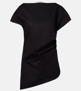 Асимметричный хлопковый топ с кружевной отделкой JW Anderson, черный