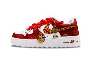 Nike Кроссовки для скейтбординга Air Force 1 Wedding Bliss, износостойкие, низкие, унисекс, красные