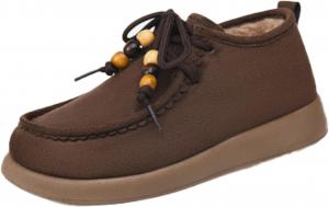 AZAGNEEM Женские замшевые лоферы на платформе с меховой подкладкой, модные с бусинами, на шнуровке, удобные с круглым носком, с противоскользящей мягкой подошвой, мокасины для зимы, повседневной носки, работы и прогулок