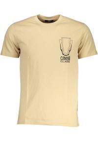 Мужская футболка Cavalli Class хлопковая с графическим принтом, бежевый