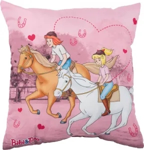 Подушка Bibi & Tina - плюшевая декоративная подушка в виде лошади, подушка для головы, подушка для сиденья, розовая, 40 x 40 см United Labels