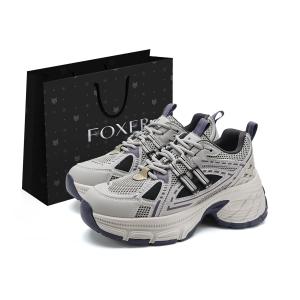 Женские кроссовки с низким верхом и массивной подошвой, устойчивые к скольжению FOXER, Gray Blue