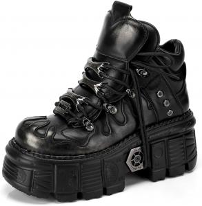 Готические панк ботильоны на платформе из искусственной кожи для женщин, для фестивалей и рейвов, с подошвой Reactor 2,5 дюйма и металлической фурнитурой в индустриальном стиле CTKVbmeoi, Silver