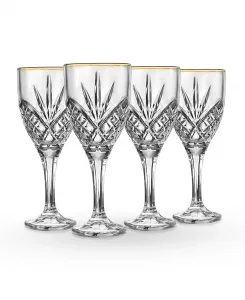 Бокалы Godinger Dublin Gold Goblet, набор из 4 штук, прозрачный/золотой