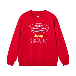 Детская толстовка с круглым вырезом утолщенная Jeep, new year красный fleece-lined