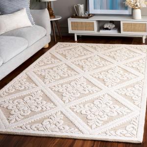 Ковер SAFAVIEH, 122 x 183 см, Vermont Collection, Ivory & Gold, ручной работы из шерсти, идеален для помещений с высокой проходимостью: прихожая, гостиная, спальня (VRM306D)