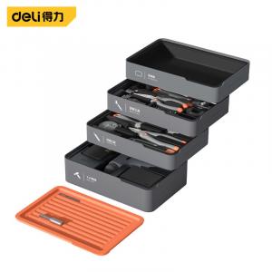 Четырехслойный набор часто используемых инструментов Deli 7 инструментов для установки 34 инструмента с литиевыми аккумуляторами 13 штук + ящик для хранения H1001-ADEF