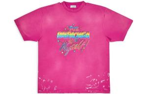 Футболка женская Balenciaga с ярким логотипом, розовый