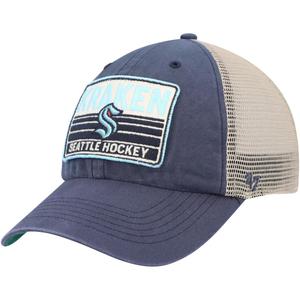 Мужская кепка Snapback '47 Deep Sea Blue/Natural Seattle Kraken Four Stroke Clean Up