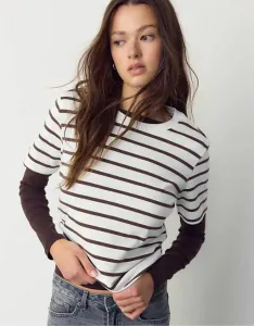 Коричневая тяжелая футболка стандартного кроя Stradivarius Basic