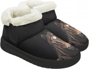 Женские зимние ботинки с меховой подкладкой, слипоны с плоским каблуком и меховой подкладкой, ботильоны Qoiuvncy, Horse