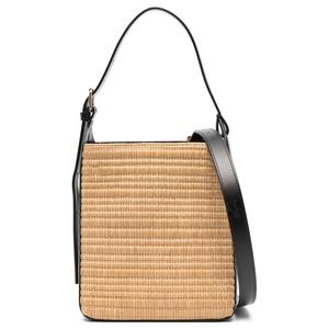 Сумка-шоппер из смесовой хлопковой и вискозной рафии малого размера, черная и натуральная бежевая A.P.C