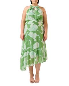 Seafall Асимметричное платье миди с запахом на шее Estelle Plus, зеленый