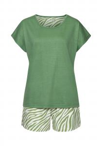 VIVANCE Короткий пижамный комплект в бежевом и зеленом цвете