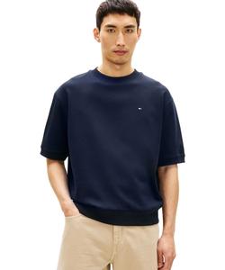 Тканая толстовка с коротким рукавом из двойной вязки