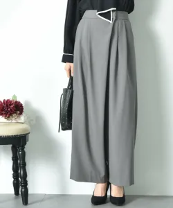 Широкие брюки из эластичной саржи с запахом Interplanet, цвет Gray