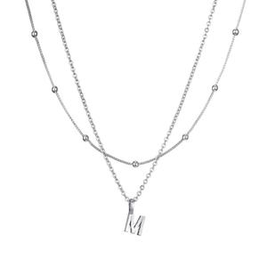 Посеребренное многослойное ожерелье с инициалами Adornia, Silver-M