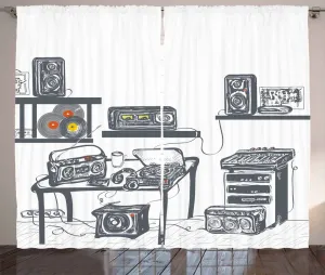 Шторы ABAKUHAUS в современном деревенском стиле, проигрыватель для музыкальных инструментов, универсальные ленточные шторы для гостиной с петлями и крючками, 280 x 225 см, цвет "кадетский синий" Abakuhaus