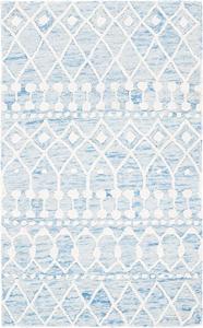 SAFAVIEH Blossom Collection декоративный ковер, 61 x 92 см, Blue & Ivory, ручной работы марокканская шерсть, идеально для помещений с высокой проходимостью в прихожей, гостиной, спальне (BLM115M)