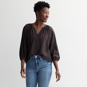 Крестьянский топ на пуговицах Petite Sonoma Goods For Life, Laney Plum