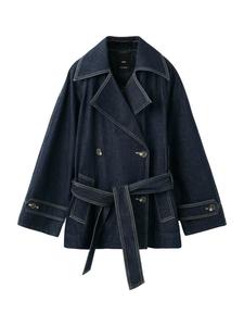 MANGO Демисезонное пальто 'ALMA' в синем дениме