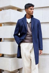 Пальто Эпсом с шерстью Next, синий