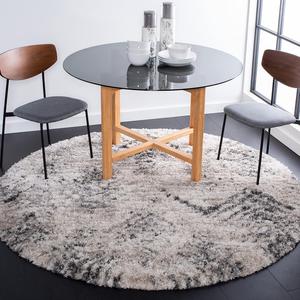 Ковер SAFAVIEH, 201 x 201 см, Iceland Shag Collection, круглый, Cream & Grey, современный дизайн, не линяет и прост в уходе, идеально для помещений с высокой проходимостью в гостиной, спальне (ISG514A)