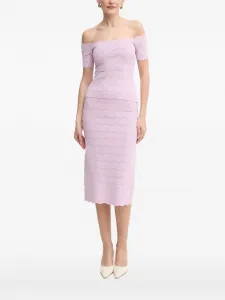 Фактурный топ с открытыми плечами Hervé Léger, фиолетовый