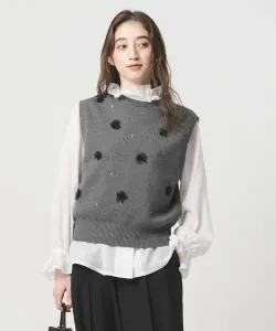 Жилет с объемной вышивкой бисером United Arrows, цвет Dk.Gray