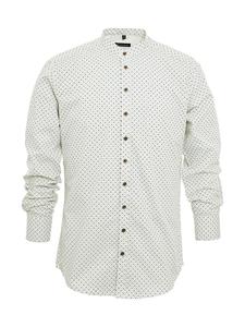 Рубашка с воротником-стойкой 420000-4301 в бело-темно-зеленом цвете OS-Trachten