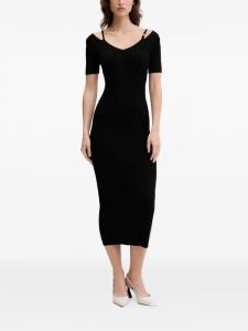 Платье миди с вырезом на плече HUGO, черный
