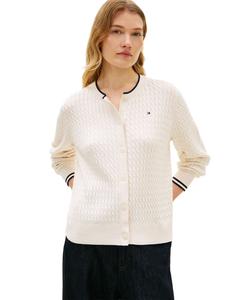 Кардиган с круглым вырезом и косами