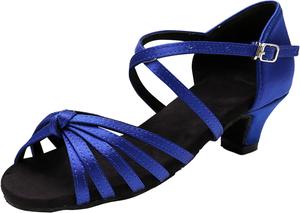 Женская модная обувь с мягкой подошвой, удобная, противоскользящая, для латиноамериканских танцев, низкий каблук, размер 6,5 Generic, синий
