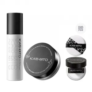 KATO рассыпчатая пудра, спрей-фиксатор макияжа набор для макияжа контроль жирного блеска без переноса коррекция тона кожи 100мл+6,5г/100мл+8г KATO-KATO