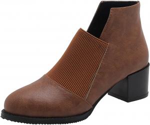 Женские ковбойские ботильоны Челси с круглым носком на низком каблуке, с эластичной вставкой, осенние элегантные короткие ботинки JOEUSTY, Tan