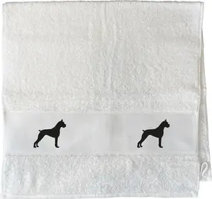 Полотенце для гостей Huuraa, немецкий боксер, силуэт, подарок, 50x100 см, белый хлопок, немецкий боксер, подарок Hellweg Druckerei