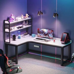 Угловой игровой стол Zhenyanxuan, 140x80 см, черная рама + теплый белый столешница, левосторонний